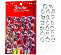 Juego de 20 cortadores de galletas con formas de Navidad, moldes de galletas resistentes, herramientas para hornear , moldes multifuncionales para repujado de galletas para niños