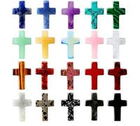 Juego de 20 Cristales de Sanación en Forma de Cruz, Piedras Naturales Mixtas para Meditación, Reiki, Equilibrio de Chakras y Decoración
