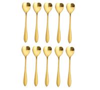 Juego de 20 cucharas de café de acero inoxidable creativas para postre para azúcar, revuelva, helado, pastel, cucharadita, cucharas en forma de corazón, color dorado