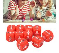 Juego de 20 dados de fracción de plástico de 6 caras multifacéticos, accesorios de juego de mesa para práctica de matemáticas, educación de la primera infancia, juegos de mesa de enseñanza de números