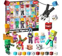 Juego de 20 figuras de bloques magnéticos, juguetes a partir de 6 años sin pantalla, articulaciones magnéticas de 360°, figuras coleccionables, imanes para nevera y bloques magnéticos compatibles