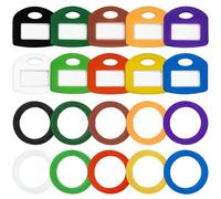 Juego de 20 fundas para llaves de colores, cuadradas y redondas, 2 estilos, 10 colores para identificar fácilmente las llaves de la puerta de la casa, fundas flexibles con etiquetas