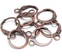 Juego de 20 ganchos redondos de cobre rojo de 14 x 12 mm, con forma de palanca francesa, para manualidades, diseños de pendientes, suministros de joyería, cierres de aretes y hallazgos