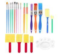 Juego de 20 Herramientas de Pintura para Niños - Pinceles de Arte y Cerdas de Cepillo para Principiantes - Proyectos de Arte Infantil