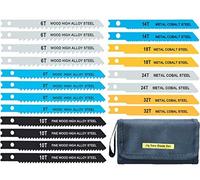 Juego de 20 hojas de sierra caladora universales para cortar madera, plástico y metal con bolsa de herramientas, diseño universal que se adapta a todas las marcas y sierras de calar importadas
