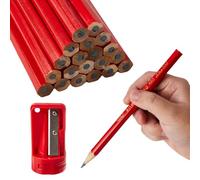 Juego de 20 lápices de carpintero rojos planos - Lápices de construcción pesados - Herramientas de marcado de carpintero