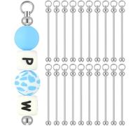 Juego de 20 llaveros de plata con cuentas, llavero de metal con parte superior de bola giratoria para joyas personalizadas, dijes y manualidades