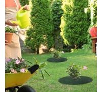 Juego de 20 mantillo de árbol de tela no tejida para anillos, tapete transpirable para anillo para reducir la competencia de césped y mantener la humedad del suelo (27 cm)