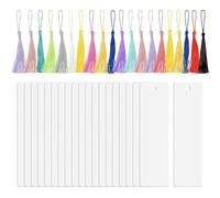 Juego de 20 marcapáginas de doble cara, marcapáginas de transferencia de calor con borlas coloridas, prácticos accesorios de sublimación, paquete de metal