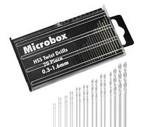 Juego de 20 mini brocas HSS de 0,3 a 1,6 mm, modelo de microacero, kit de bricolaje de precisión, broca HSS micro helicoidal para plástico, madera, metal blando