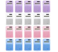 Juego de 20 mini calculadoras portátiles, 3.9 x 2.5 x 0.4 pulgadas, color pastel para la escuela u oficina, llaves matemáticas básicas, carcasa de abdominales
