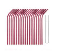 Juego de 20 pajitas metal reutilizables 6 x 215 mm, acero inoxidable 304, for cócteles, fiestas y bares 64(Color24)