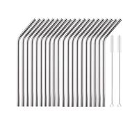 Juego de 20 pajitas metal reutilizables 6 x 215 mm, acero inoxidable 304, for cócteles, fiestas y bares 64(Color16)