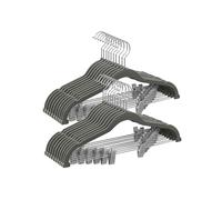 SONGMICS Perchas para Pantalones, 10 Perchas de Terciopelo, 42,5 cm de Largo, con Clips Ajustables, Antideslizantes, Ahorra Espacio, para Pantalones, Abrigos, Vestidos, Gris CRF012G10