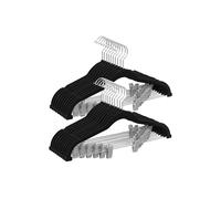 SONGMICS Perchas para Pantalones, 10 Perchas de Terciopelo, 42,5 cm de Largo, con Clips Ajustables, Antideslizantes, Ahorra Espacio, para Pantalones, Abrigos, Vestidos, Negro CRF012B10