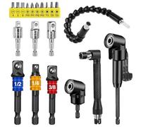Juego de 20 Piezas de Accesorios de Ángulo de 105° para Destornillador, Accesorio de Ángulo con Extensión, Accesorios para Destornillador Inalámbrico, Eje Flex