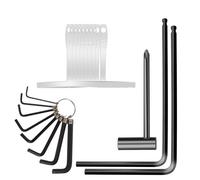 Juego de 20 piezas de herramientas de reparación de guitarra, juego de llaves Allen de 4 mm y 5 mm, llaves de varilla, diapasón, medidores de radio, diapasón, medidores de radio