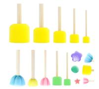 Juego de 20 pinceles de esponja de pintura con amarillo y colorido,Juego de pinceles de esponja de pintura para niños de espuma,Herramienta de esponja de pintura de tamaño rico,Mango de madera Esponja