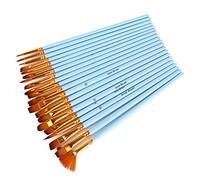 Juego de 20 Pinceles de Nailon para Acuarela, Pinceles de Artista para óleo, acrílico y Gouache, cerdas Flexibles y Suaves con virola metálica y Mango de Tubo de Cobre, Ideales