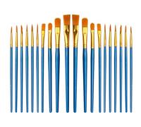 Juego de 20 pinceles de pintura, pinceles de pelo de nailon, diferentes tamaños, para pintura acrílica, al óleo, acuarela, gouache, pinceles de pintura facial para niños y adultos, azul