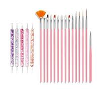 Juego de 20 pinceles para decoración de uñas, pinceles profesionales para decoración de uñas, pinceles de delineador fino para uñas, color rosa