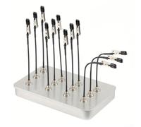 Juego de 20 pinzas de modelado con caja de metal, alicates de cocodrilo flexibles para aerógrafo y pintura, soporte estable con puntas de goma para proyectos de manualidades, color plateado y negro