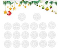 Juego de 20 plantillas de Navidad para pintura sobre madera, redondas, para y dibujar, palabras navideñas, manualidades para materiales de madera, kit de plantillas de pintura para tarjetas de
