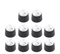 Juego de 20 pomos de plástico de aluminio de 16 mm para pedal de efecto de guitarra Marshall AMP de 1/4 pulgadas, inserto de latón plateado/dorado, 10 accesorios