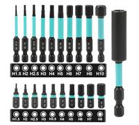Juego de 20 puntas hexagonales para destornillador de impacto S2 de 1/4 pulgadas con extensión de bits, 25 - 60 mm de largo, puntas hexagonales para atornilladores inalámbricos