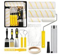 Juego de 20 rollos de pintura para pintar, juego de rodillos de pintura, con barra de extensión, rodillo de pintura de 23 cm + 11 cm, pincel, bandeja de pintura, etc., rodillo de pintura para pared o