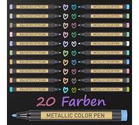 Juego de 20 Rotuladores Metálicos para Libro de Visitas, Boda, álbum de Fotos, Páginas Negras, Caja de Explosión de Cumpleaños, Accesorios para álbumes de Recortes, Accesorios Escolares para Niñas