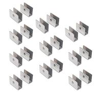 Juego de 20 soportes de estante de cristal NUZAMAS - 201 soporte de clip de abrazadera de vidrio de acero inoxidable, abrazadera redonda ajustable de 8 a 12 mm de grosor, tamaño 26,5 x 36,5 x 16,5 mm