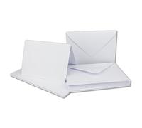 Juego de 20 tarjetas dobles DIN A6, color blanco, 14,8 x 21,0 cm, abierto, 240 g/m², con sobres DIN C6, 11,3 x 16,0 cm, 120 g/m², adhesivo en húmedo, color blanco