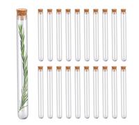 Juego de 20 tubos de ensayo de vidrio de 45 ml con tapón de corcho - recipientes para grageas, caramelos, flores y especias | Recuerdos de boda | Espirito Rebelde