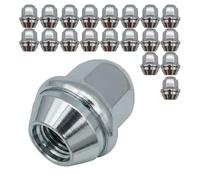 Juego de 20 tuercas de rueda M12 x 1,5 60° cónicas cerradas SW 19 mm - Altura 31 mm - Cromado con tapa de acero inoxidable - Juego de tuercas de rueda para llantas de aluminio - cónicas
