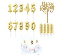 Juego de 20 Velas de Cumpleaños con Números Dorados y en Espiral, Decoración Elegante para Tartas, Usos Múltiples, Incluye Velas de Números de 0 a 9, Material Seguro y Libre de Humo para Celebraciones
