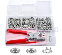 Juego de 200 botones de presión de metal con pinzas para botones de presión de metal, inoxidable, sin costura, para manualidades, ropa, bolsos, reparación de cuero, proyectos de bricolaje