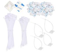 Juego de 200 bridas de cable blancas,Organizador de cables autoadhesivo,Juego Soportes de Cable,montaje sujetacables autoadhesivos cables (longitud de 15cm y10cm, ancho de 2cm）