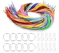 Juego de 200 Hilos para Hacer Pulseras y Llaveros, Cuerda para Collares, Cintas de Scooby Doo con Llavero y Gancho (20 Colores)