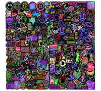 Juego De 200 Hojas De Pegatinas De Graffiti De Neón Impermeables, Pegatinas De Dibujos Animados para Adolescentes, Adecuadas para Ordenadores Portátiles, Teléfonos Móviles, Maletas, Bicicletas, Etc.