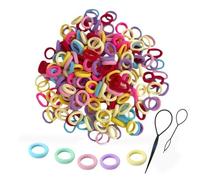 Juego de 200 mini bandas para el pelo para niñas, lazos elásticos multicolores, soportes para cola de caballo de 2 cm de diámetro con bolsa de almacenamiento