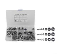 Juego de 200 tuercas de bloqueo de acero inoxidable, kit de tuercas hexagonales surtidas con inserto de nailon para pernos M2 a uso industrial