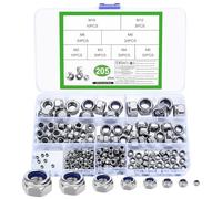 Juego de 205 tuercas hexagonales, surtido de tuercas autoblocantes, tuercas de seguridad, tuercas hexagonales de acero al carbono, insertos roscados - M2 M3 M4 M5 M6 M8 M10 M12
