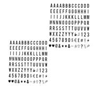 Juego de 208 letras y números de repuesto para caja de luz cinematográfica negra para buzón A4 iluminado, tablero de mensajes, tableros de presentación de 65,4 x 35 mm (caja de luz LED no incluida)