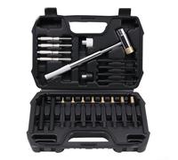 Juego de 21 perforadoras de acero de grado industrial con martillo de cabeza múltiple y bloque de banco antideslizante para un uso duradero en proyectos de metal, madera, cuero y manualidades (21