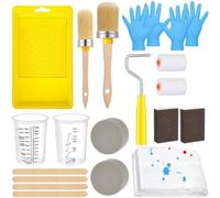 Juego de 21 pinceles y rodillos profesionales para proyectos de interior, incluye pinceles, para mini rodillos, agitadores, tazas y esponjas de pulido