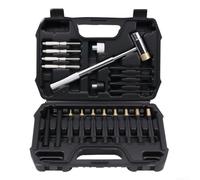 Juego de 21 punzones con martillo inteligente de múltiples cabezas y bloque de banco antideslizante para una mayor estabilidad y precisión en trabajos de metal, madera y cuero (21 piezas)