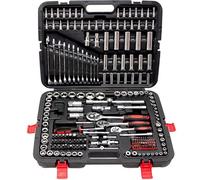 Juego de 216 piezas con caja de carracas, juego de llaves de tubo de 1/4", 3/8", 1/2" pulgadas | Juego de herramientas de vanadio y brocas incl. adaptador de brocas para atornilladores de batería |