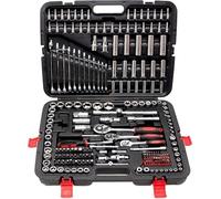 Juego de 216 piezas de carraca y herramientas de 1/4", 3/8", 1/2", juego de llaves de vaso, vanadio y bits, incluye adaptador para destornillador inalámbrico