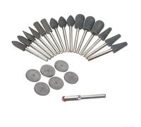 Juego de 22 cabezales de molienda de goma para herramientas giratorias, ruedas de pulido y desbarbado para metal de piedra, vidrio, brocas de precisión para superficies curvas, kit de accesorios